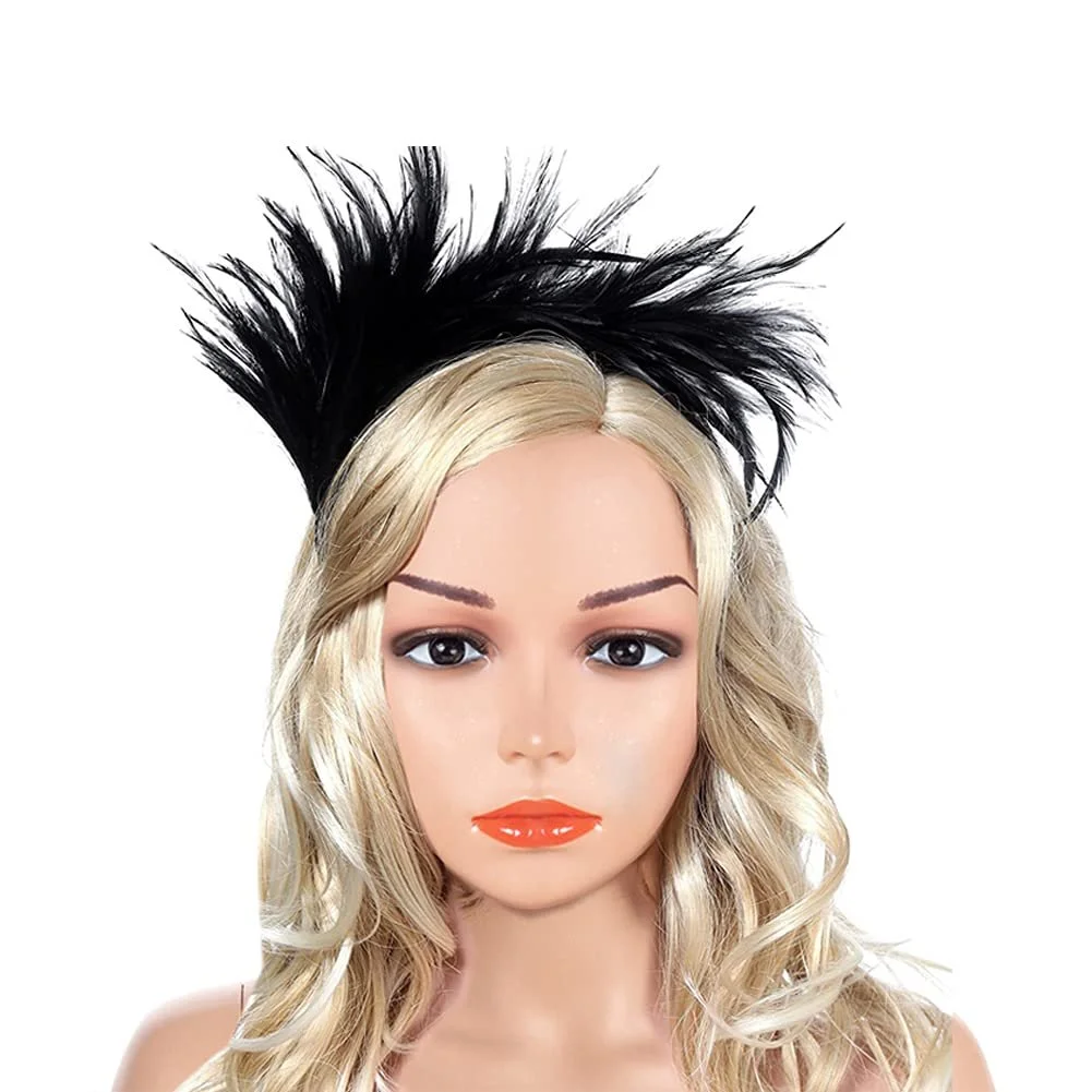 Обруч на голову з пір'ям в стилі 1920-х років для особливих випадків, коктейлів, чаювань (Чорний), фото №8 Обруч на голову з пір'ям в стилі 1920-х років для особливих випадків, коктейлів, чаювань (Чорний), фото №8