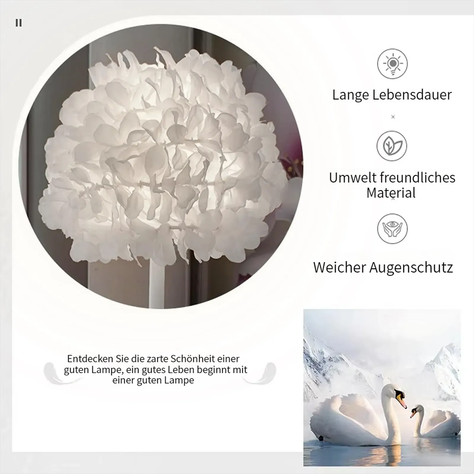 Настільна лампа YENTAKE Rose Flower White дротова, цоколь E27., фото №2