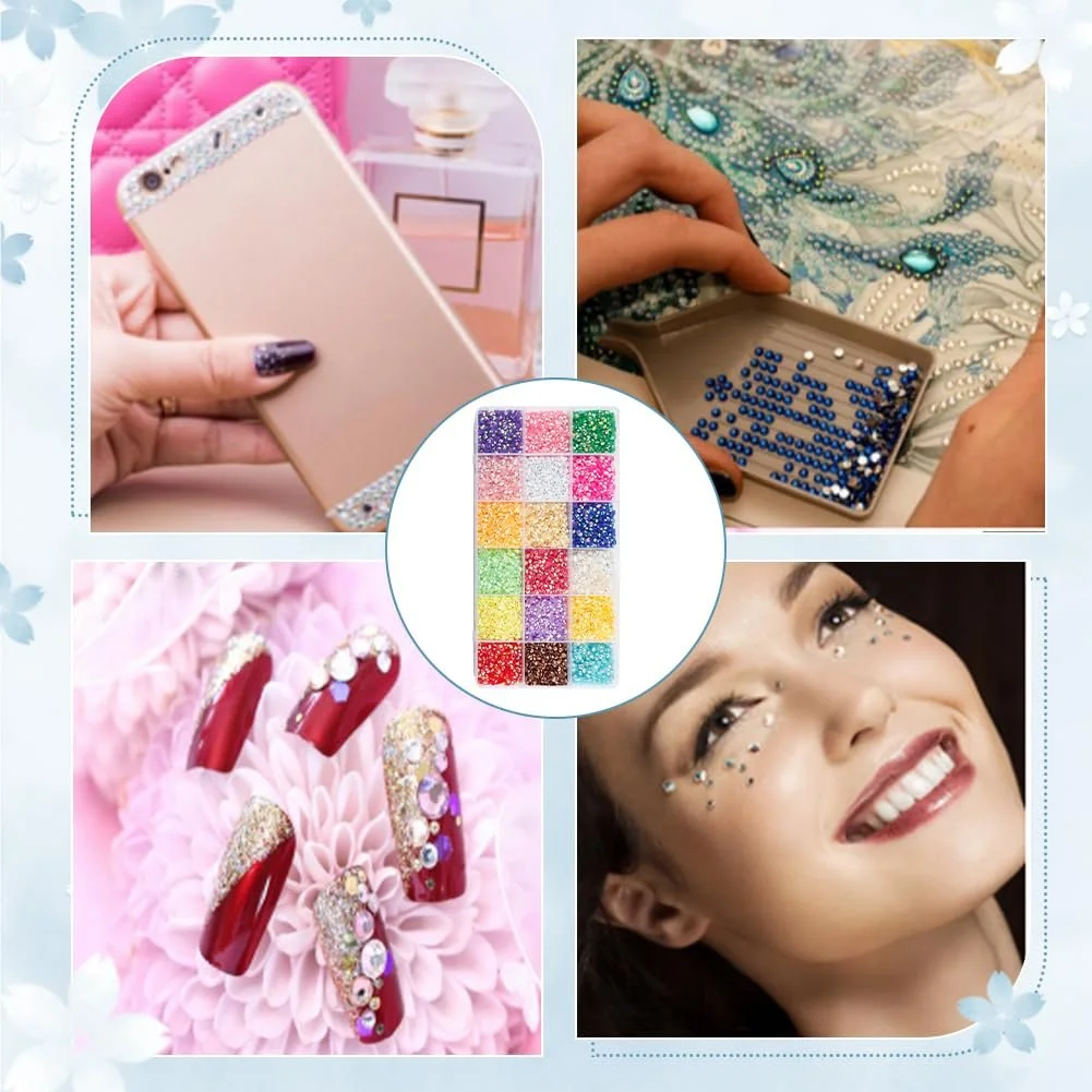 Стразы полукруглые Approx. 21600 штук, 18 цветов, 4 мм, смола, плоская задняя часть, граненые хрустальные стразы-кабошоны, фото №6