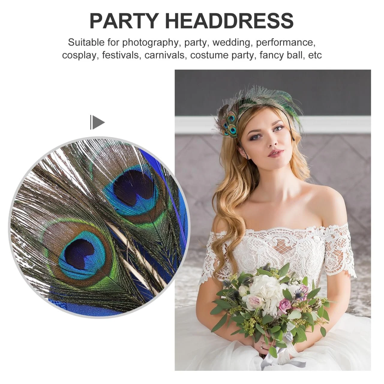 Обруч-федора Lurrose Павиный, фото №7 Обруч-федора Lurrose Павиный, фото №7