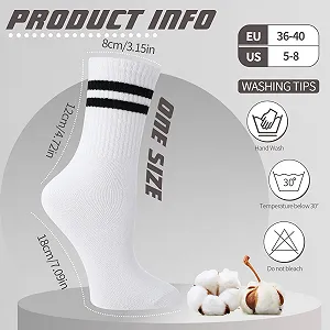 Спортивні шкарпетки Білі Чоловічі Жіночі 8 пар Тенісні шкарпетки зі смужками 36-40 synthetic.ua - Фото 1
