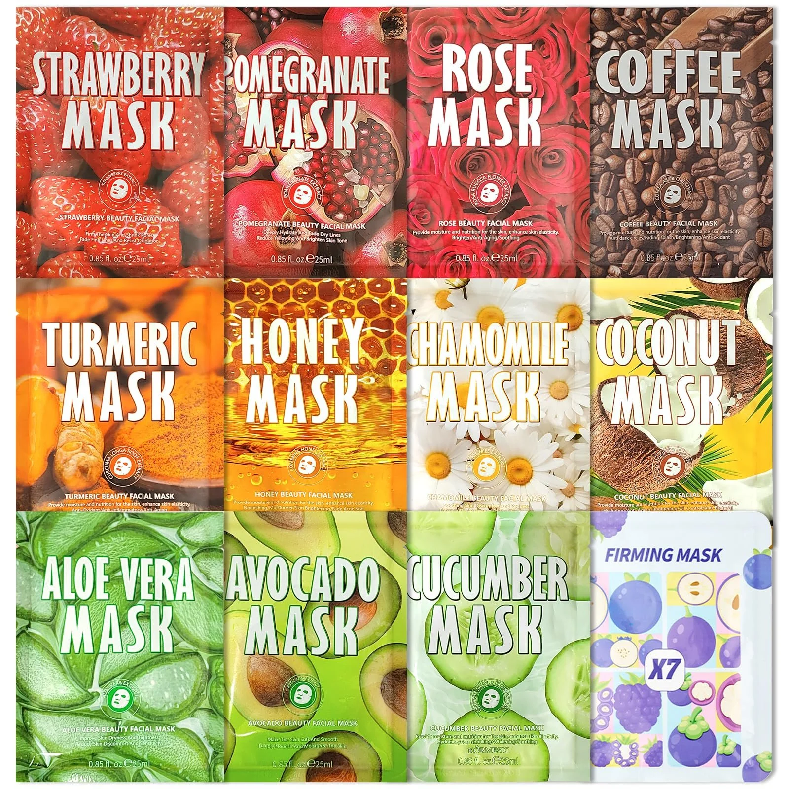 Набір тканинних масок для щоденного догляду 12 шт, фото №1