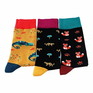 Носки Doris & Dude Bamboo, подарочный набор 3 пары, размер M 3-7, Хамелеон Леопард Лис, разноцветные synthetic.ua - Фото 1