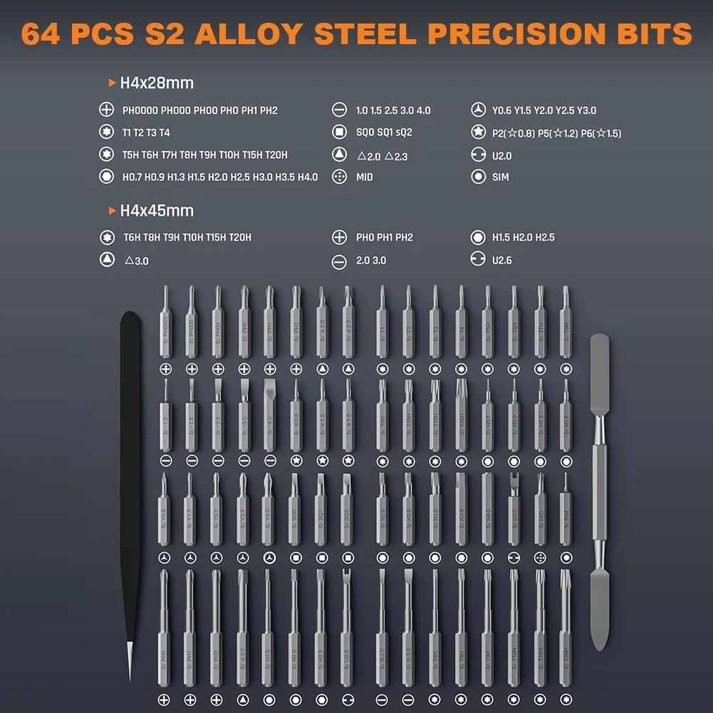 Набір викруток акумуляторних Ainiv Mini 72 в 1 Прецизійні 5 швидкостей Магнітні, фото №8