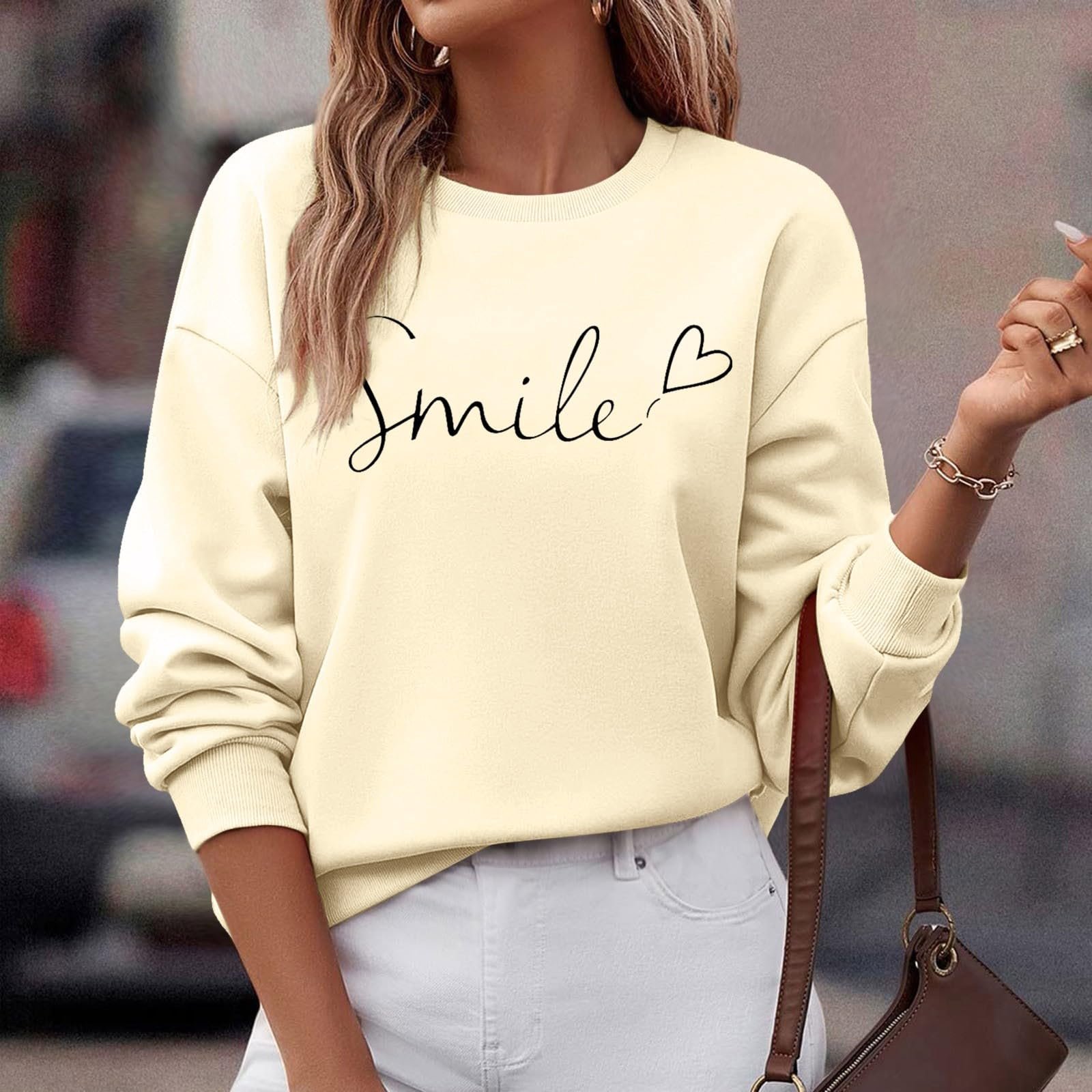 Smile Толстовка Женская с длинными рукавами Мода Графика Буквы Повседневный Круглый вырез Осенние Худи 2025 Y2K Милый Готический Комфорт Винтажный Трендовый Свободный, фото №4