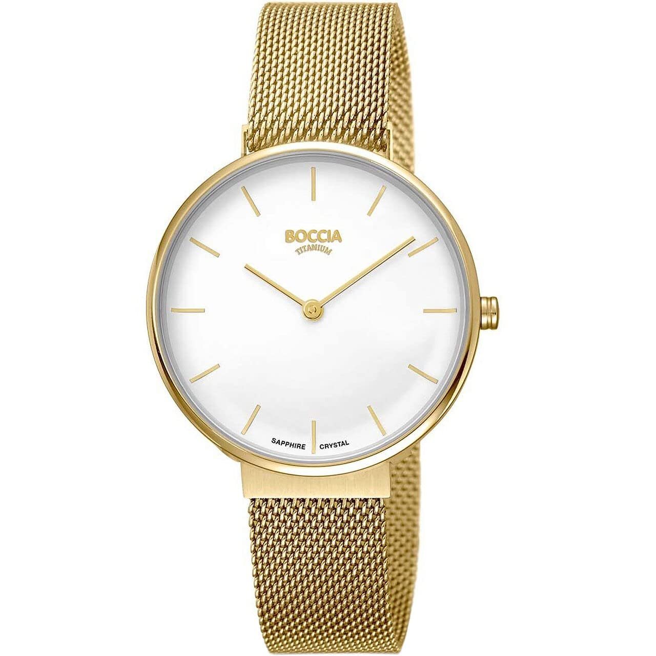 Женские часы Titanium Boccia 3327-10, корпус из нержавеющей стали, золотой, диаметр 35 мм, фото №1