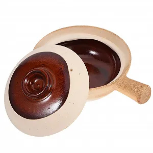 Кастрюля Керамическая с крышкой Терракотовая для супов тушения и пасты Термостойкая - Фото 1