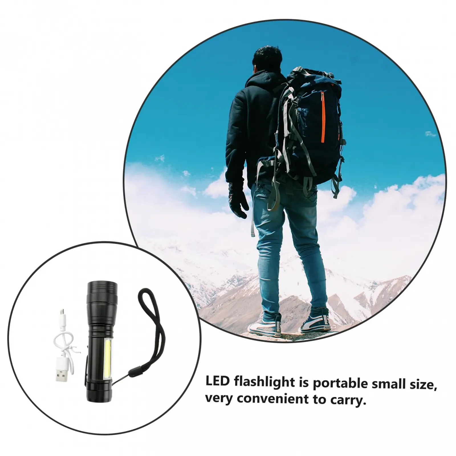 Ліхтар Homsfou Акумуляторний USB З режимами освітлення Портативний Сильний для активного відпочинку, як-от кемпінг і надзвичайні ситуації Чорний, фото №9 Ліхтар Homsfou Акумуляторний USB З режимами освітлення Портативний Сильний для активного відпочинку, як-от кемпінг і надзвичайні ситуації Чорний, фото №9