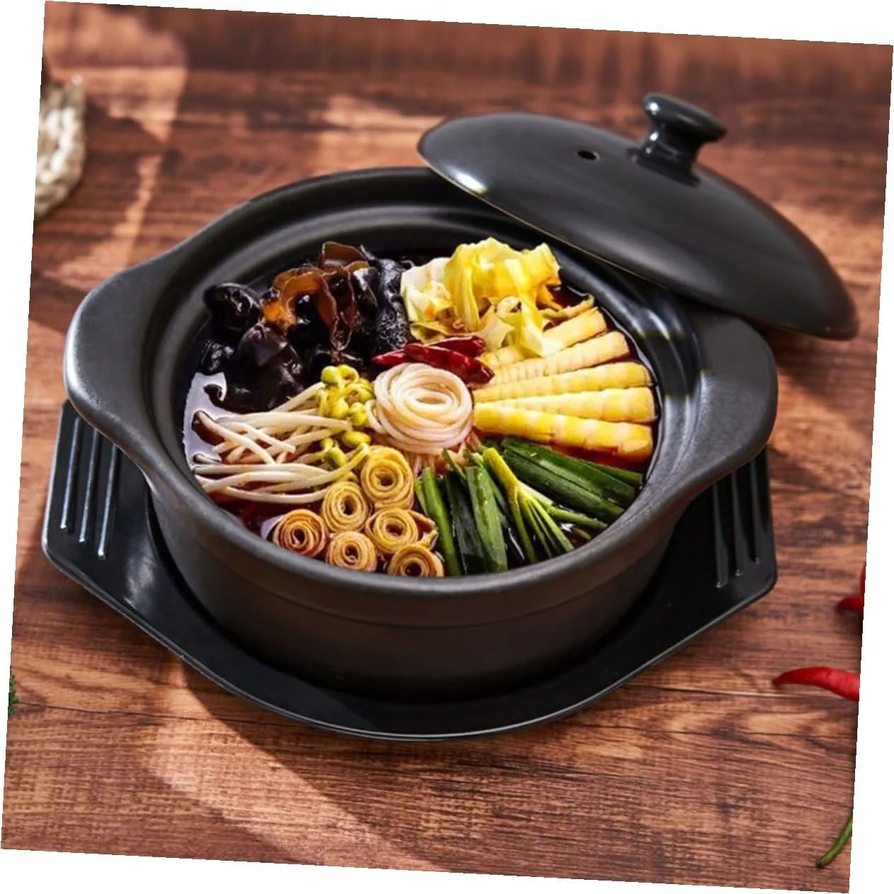 Кастрюля керамическая с крышкой термостойкая антипригарная для порционных блюд, фото №4