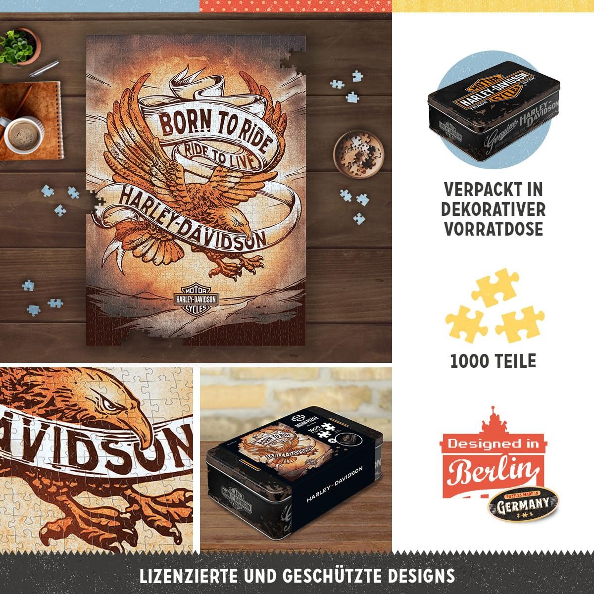 Пазл Nostalgic-Art Harley-Davidson Genuine 1000 деталей 68 x 48 см в металлической коробке, фото №2