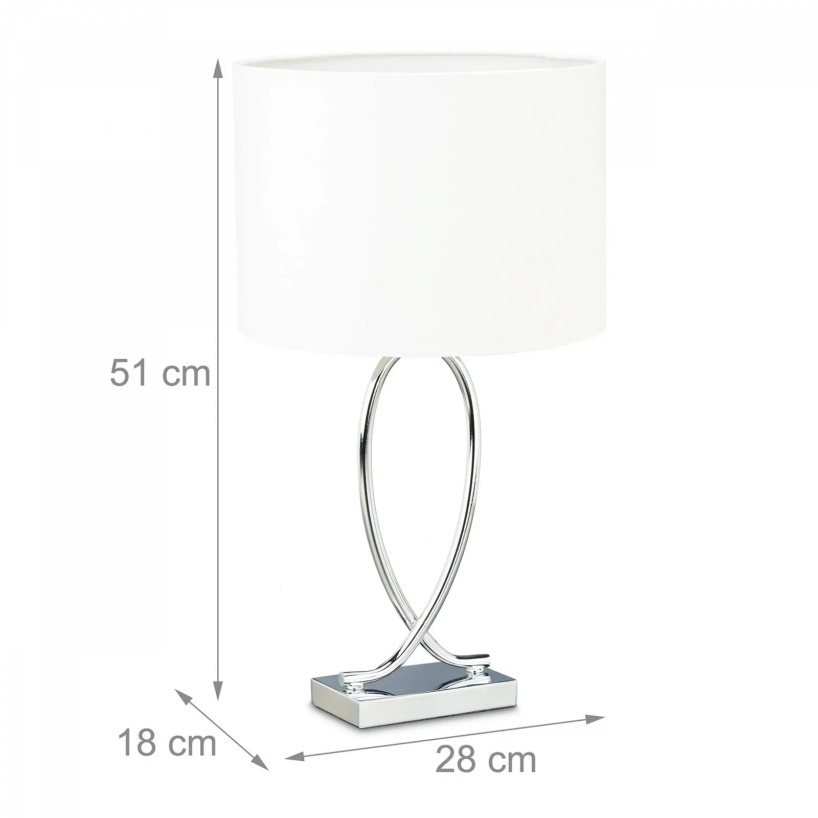 Настільна лампа Relaxdays Набір з 2 шт. Металева основа Тканинний абажур E27 51 x 28 x 18 см Срібляста/Біла, фото №4