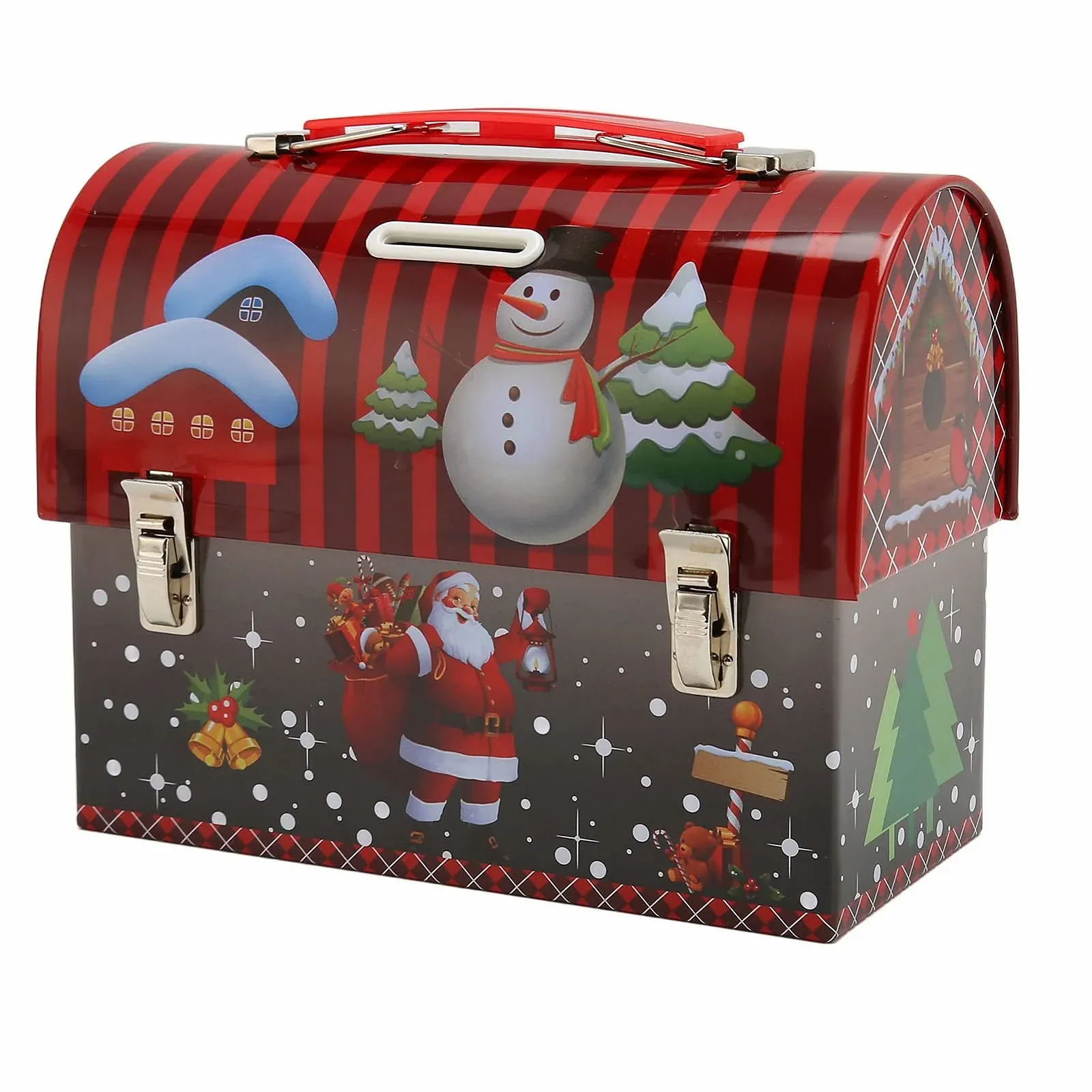 Копилка Рождественская жестяная с ручкой, фото №1