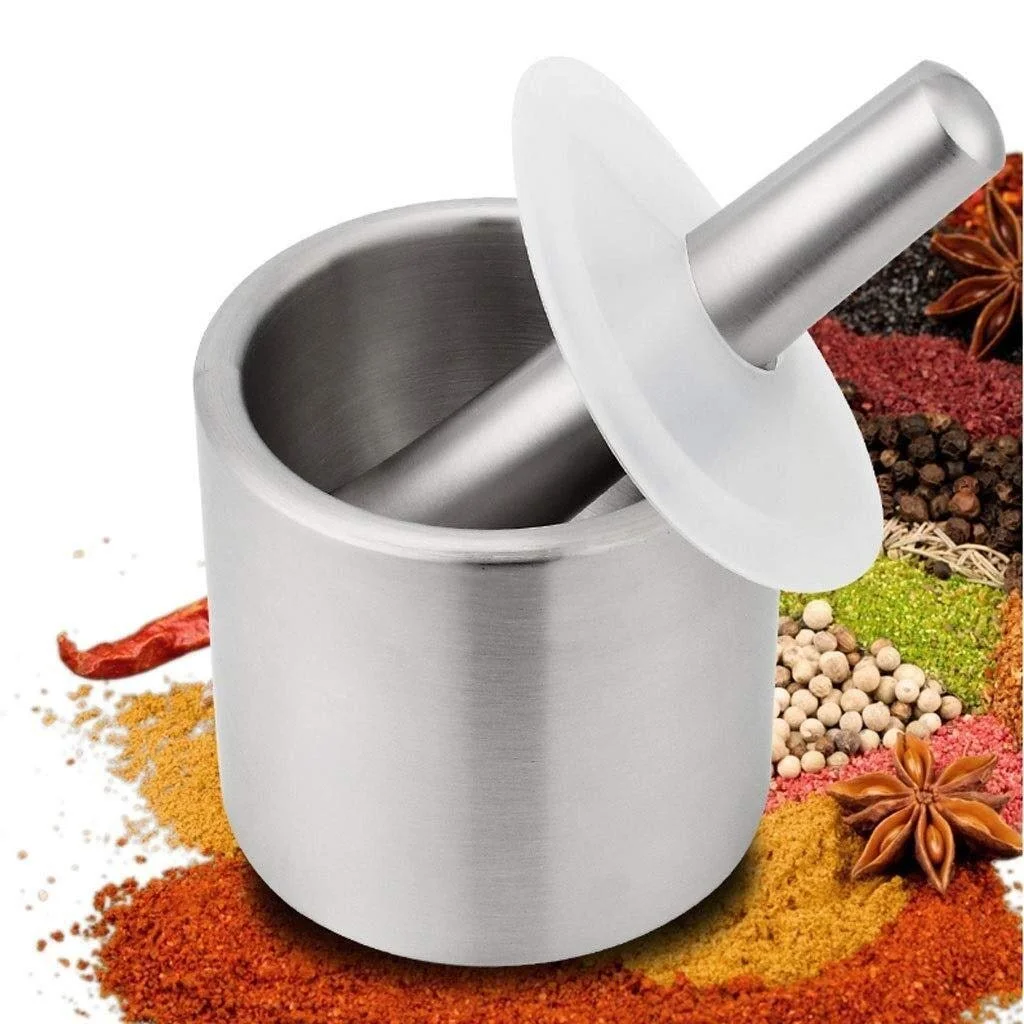 Ступка з товкачиком 304 Stainless Steel для дому, для спецій з гумовою основою, щоб уникнути ковзання, для спецій, фото №4