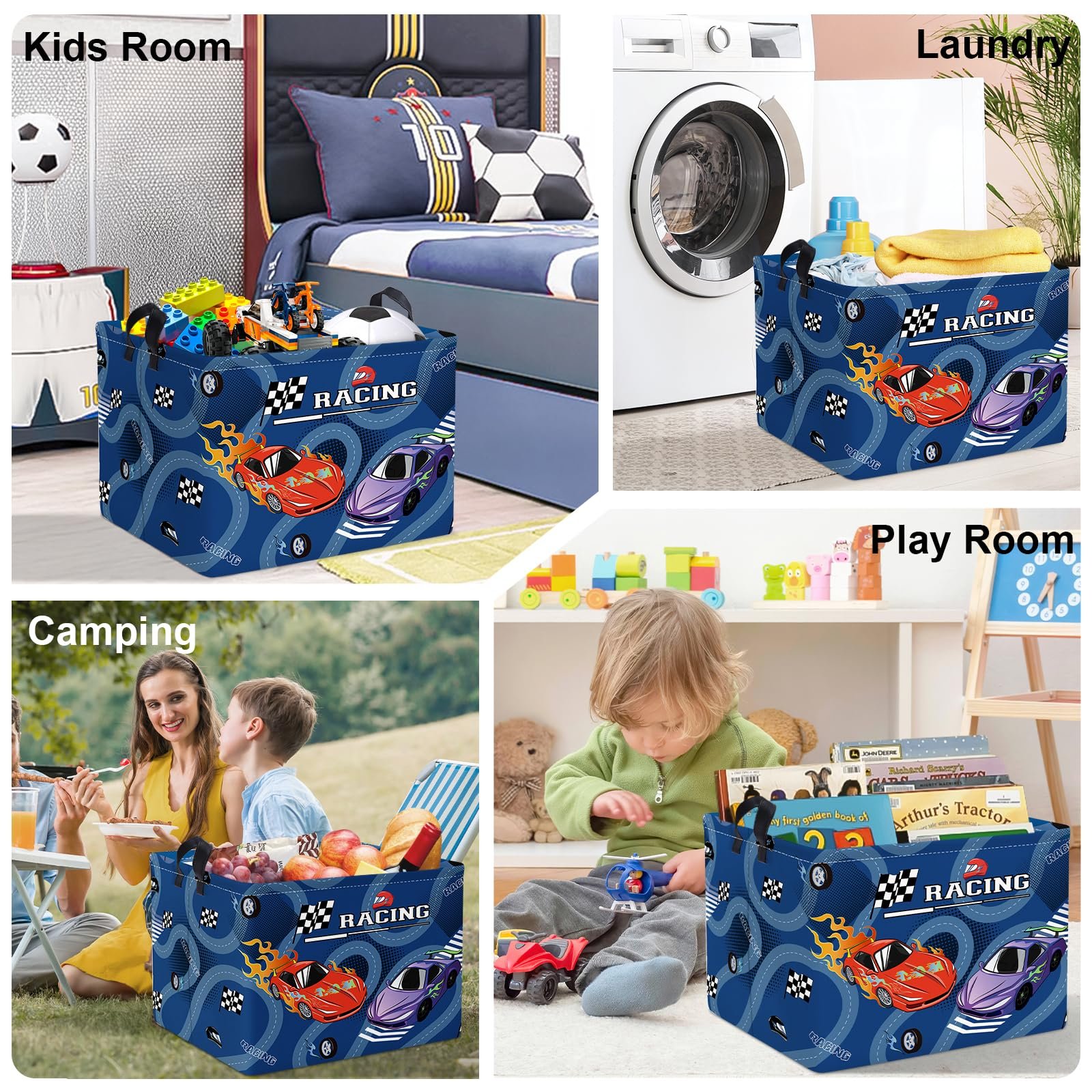 Корзина для игрушек Детская HUUMONSS Гоночная машина, голубой, 36 л, фото №7