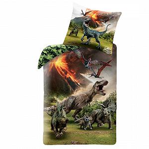 Постільна білизна JW Dino Boys 1 наволочка 80 x 80 см + 1 підковдра 135 x 200 см, Світ Юрського періоду Динозавр, 100% бавовна, дитяча, підліткова - Фото 1