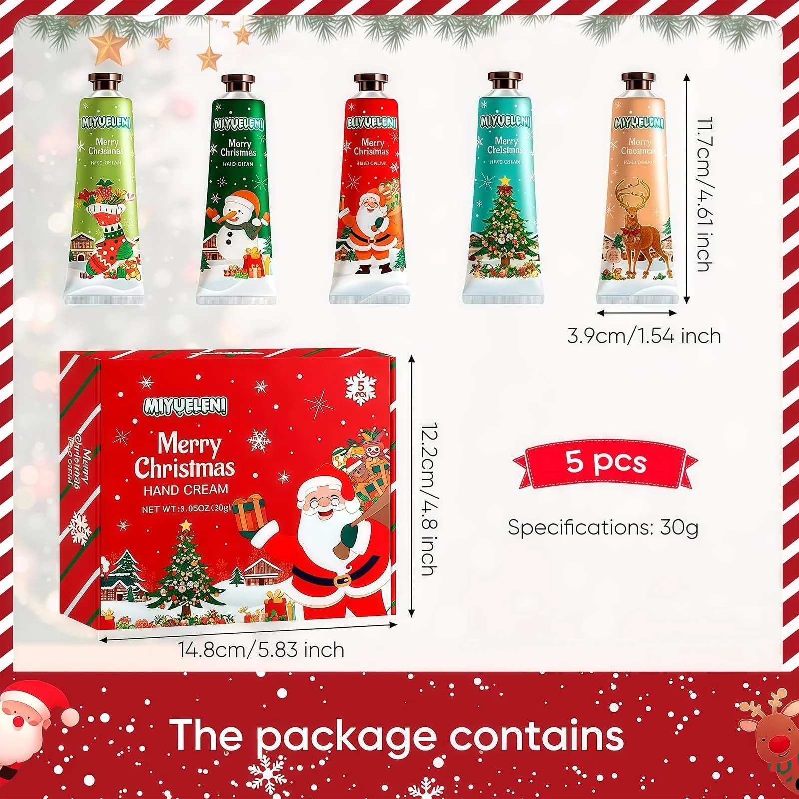 Набір кремів для рук Різдвяний, 5 x 30 г, Живильний набір кремів для рук з маслом ши, фото №2