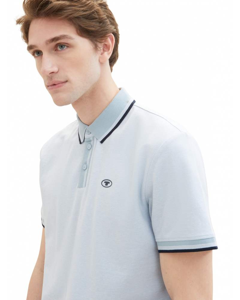 Поло POLO WITH DETAILED COLLAR 1040822-35199 Tom Tailor Блакитний M, фото №4