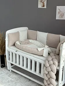 Комплект постільної білизни для новонародженого та кокон Бежевий - Фото 1