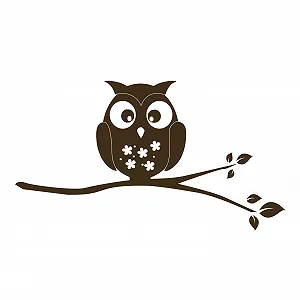 Наклейка на стіну kleb-Drauf 1 Owl on Branch 16 x 29 см Глянцева Коричнева - Фото 1