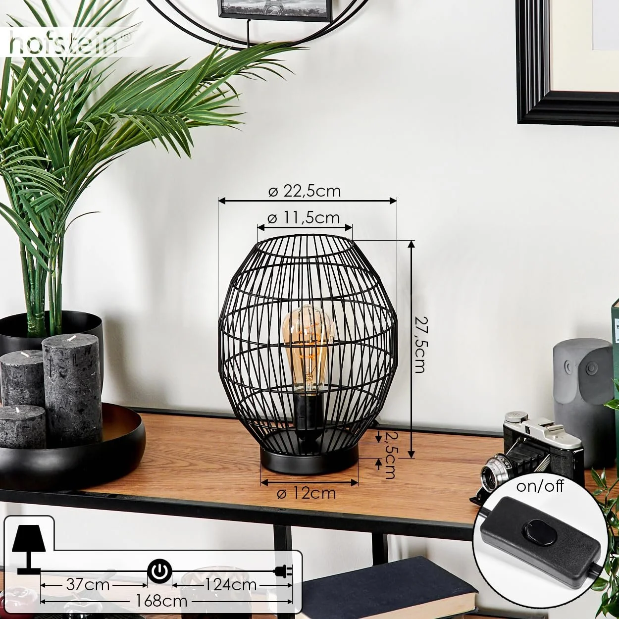 Настільна лампа Oravi Metal Grid Shade 27.5 см 1 x E27 Чорна, фото №5