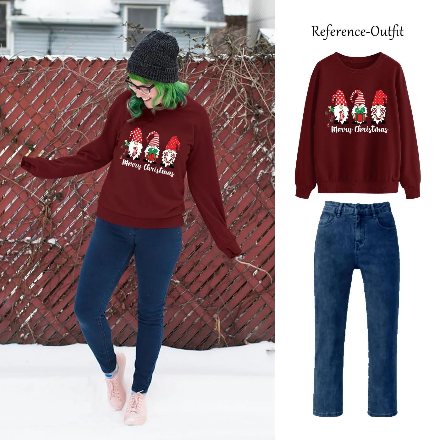 Женский свитшот WIEIYM Рождественский с длинными рукавами Санта Клаус S-XXL, фото №3