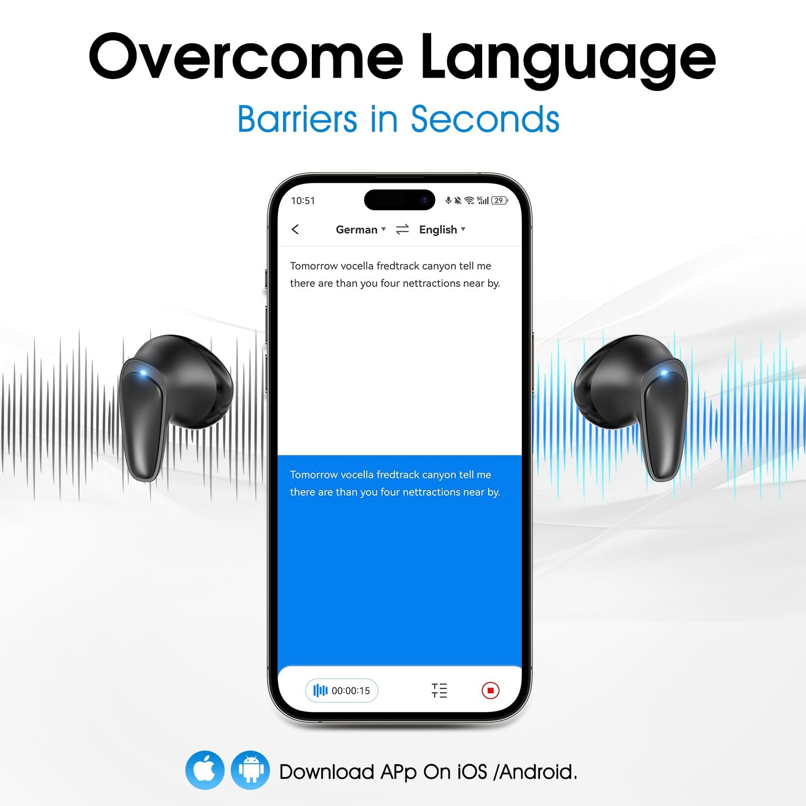 Наушники-переводчики Черный, фото №6