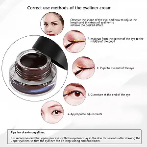 Набір підводок для очей Gel Eyeliner Cosmetic 2 Bottles Waterproof Durable 2 Pieces Brushes чорний + коричневий synthetic.ua - Фото 1