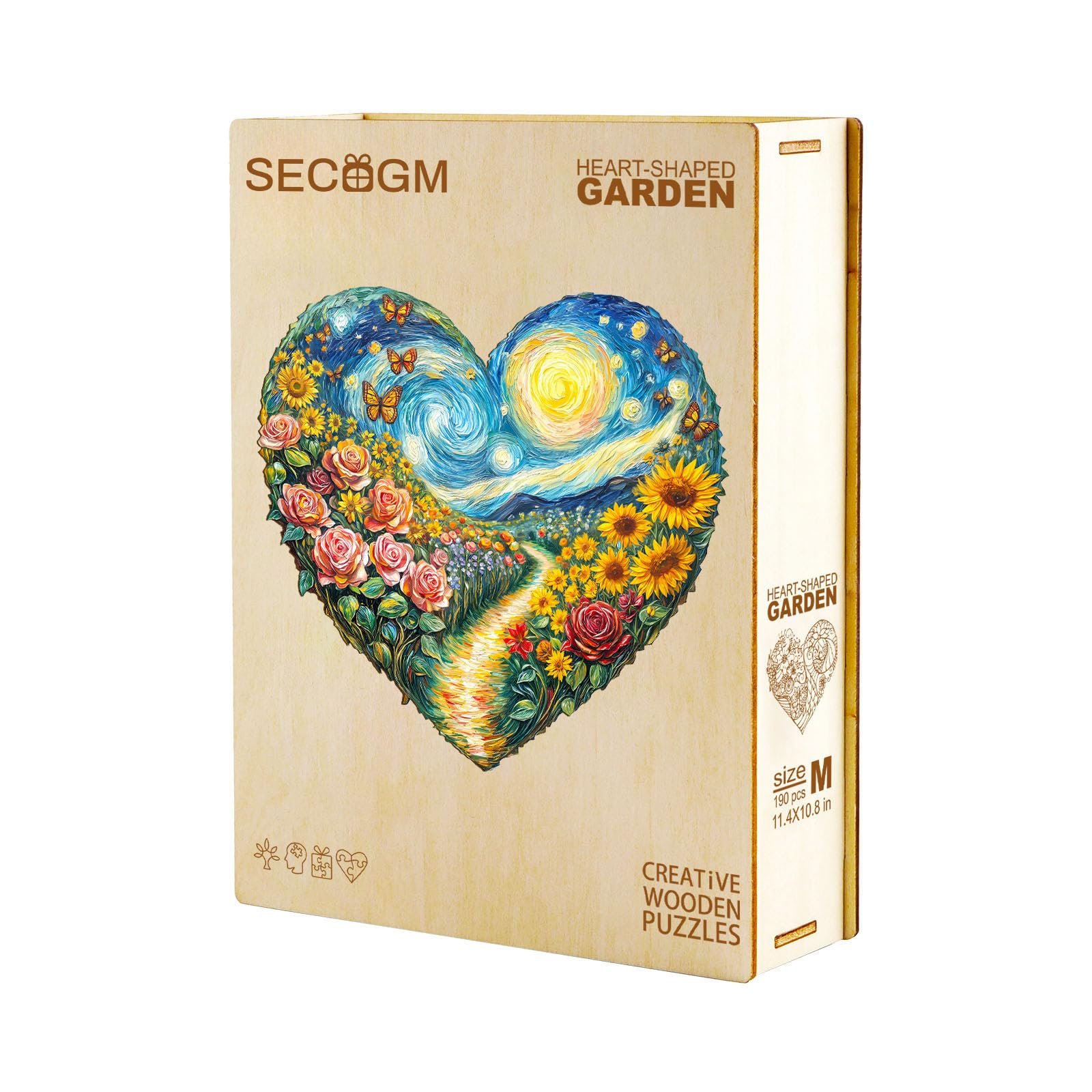 Дерев'яний пазл SECOGM Heart-Shaped Garden 100 деталей 21,5 x 21,5 см, фото №6 Дерев'яний пазл SECOGM Heart-Shaped Garden 100 деталей 21,5 x 21,5 см, фото №6