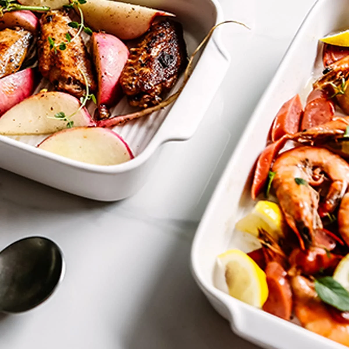 Набор форм для запекания фарфоровых прямоугольных с двойными ручками 2 шт., фото №4