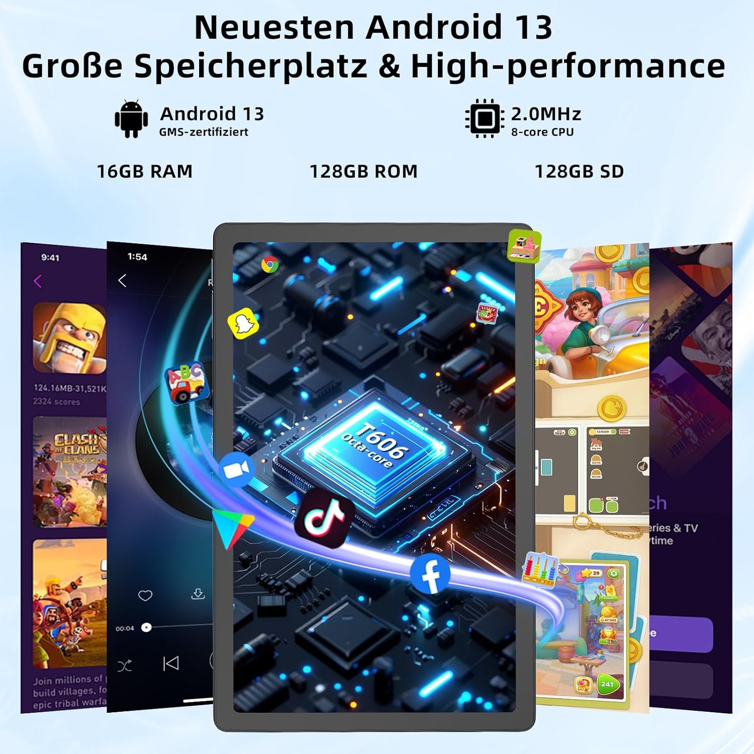 Планшет 10.4" 2K M00KIA M1036 6+10/128Gb 8 ядер Android 13 10000mAh Черный, фото №2