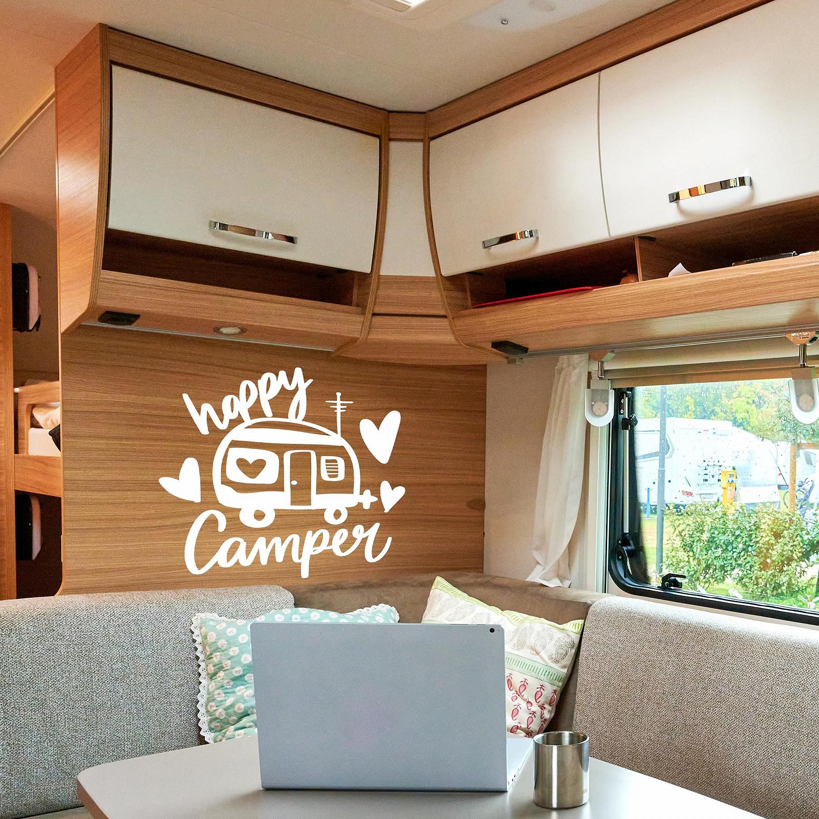 Наклейка на стіну GRAZDesign Happy Camper для внутрішнього та зовнішнього використання 34 x 30 см Чорна, фото №1 Наклейка на стіну GRAZDesign Happy Camper для внутрішнього та зовнішнього використання 34 x 30 см Чорна, фото №1