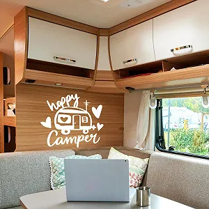 Наклейка на стену GRAZDesign Happy Camper для внутреннего и наружного использования 34 x 30 см Черная - Фото 1