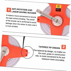 Рулетка з ручкою KITANDOVE, сталева рама, скловолоконна стрічка для будівництва synthetic.ua - Фото 1