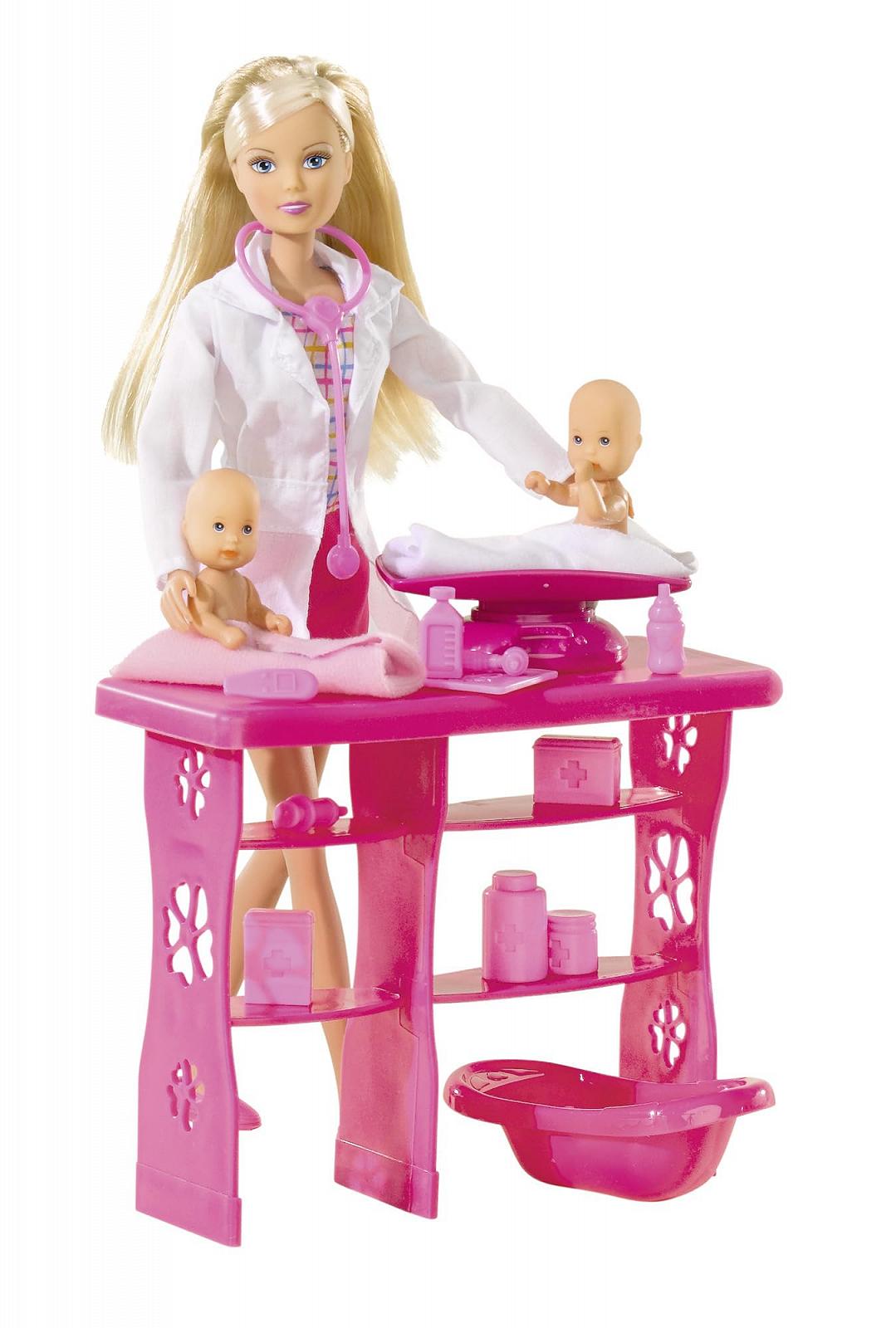 Кукла Simba Steffi Love Baby Doctor Педиатр с 2 куклами, столик для лечения, аксессуары, одетая кукла, 29 см, фото №1 Кукла Simba Steffi Love Baby Doctor Педиатр с 2 куклами, столик для лечения, аксессуары, одетая кукла, 29 см, фото №1