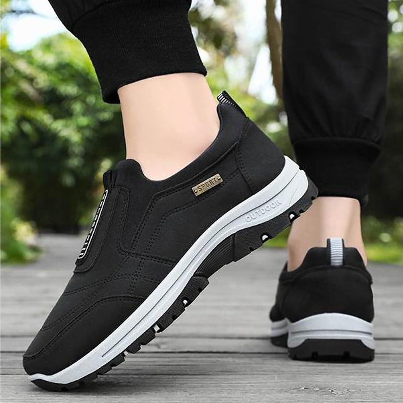 Кросівки SRZYMJ Чорні Легкі Робочі Чоловічі Чоловічі Світло-коричневі Тенісні Білі, фото №7