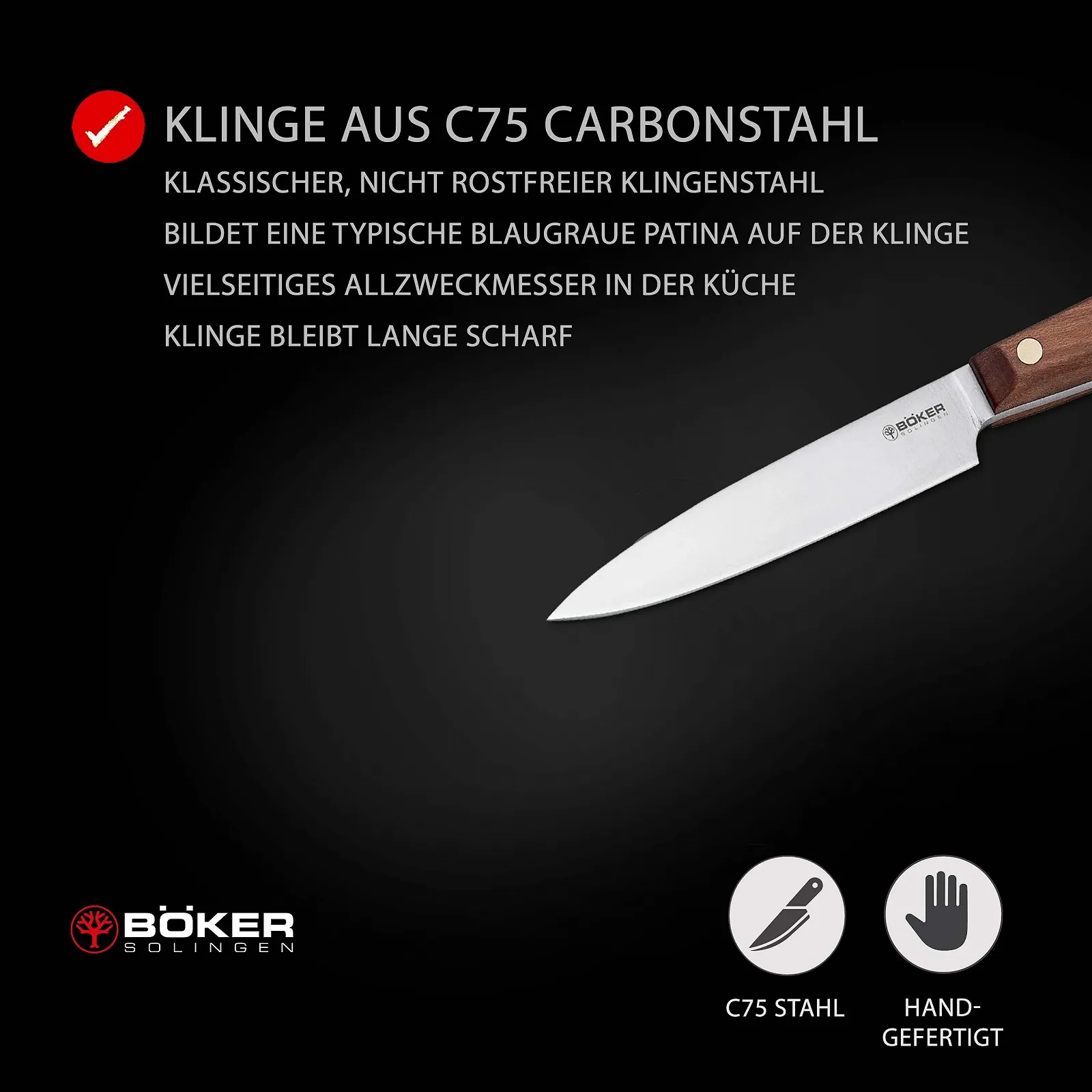 Нож кухонный BÖKER SOLINGEN® Cottage Craft Professional для очистки овощей ручной работы, фото №3 Нож кухонный BÖKER SOLINGEN® Cottage Craft Professional для очистки овощей ручной работы, фото №3