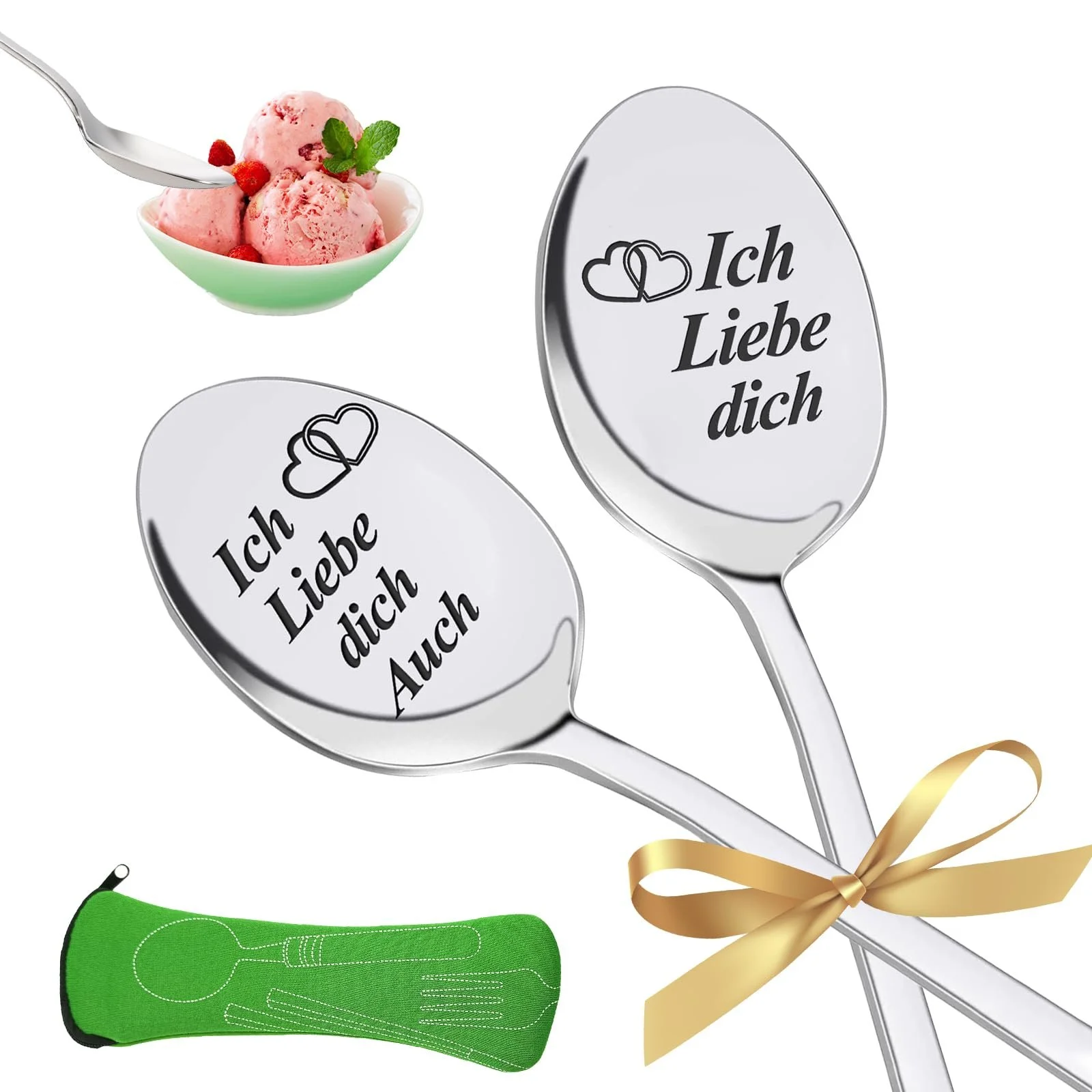 Ложка Кавова з гравіюванням I Love You, набір 2 шт, фото №1