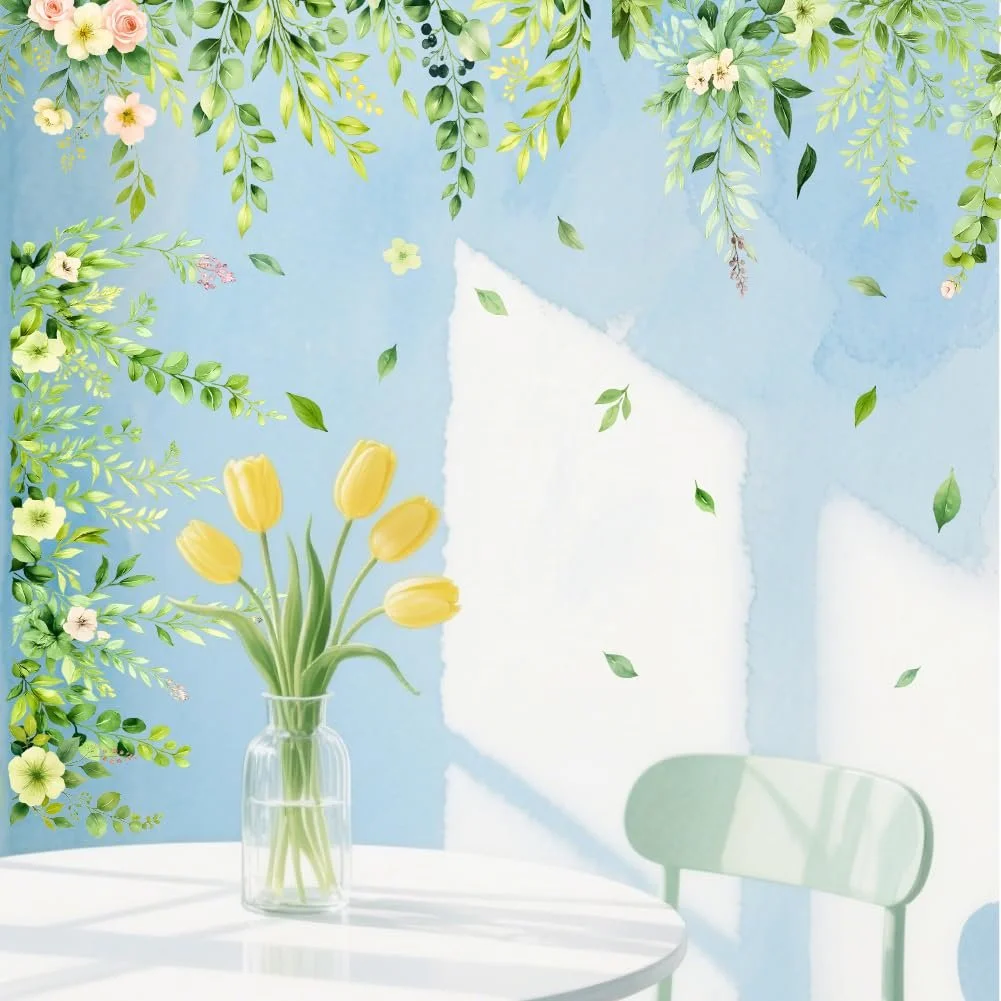 Наклейка на стіну SUPERDANT Зелене листя евкаліпта Квіти PVC 96 x 30 см, фото №4