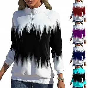 Onsoyours Жіноча Толстовка з довгими рукавами, половинним коміром-стійкою та блискавкою synthetic.ua - Фото 1