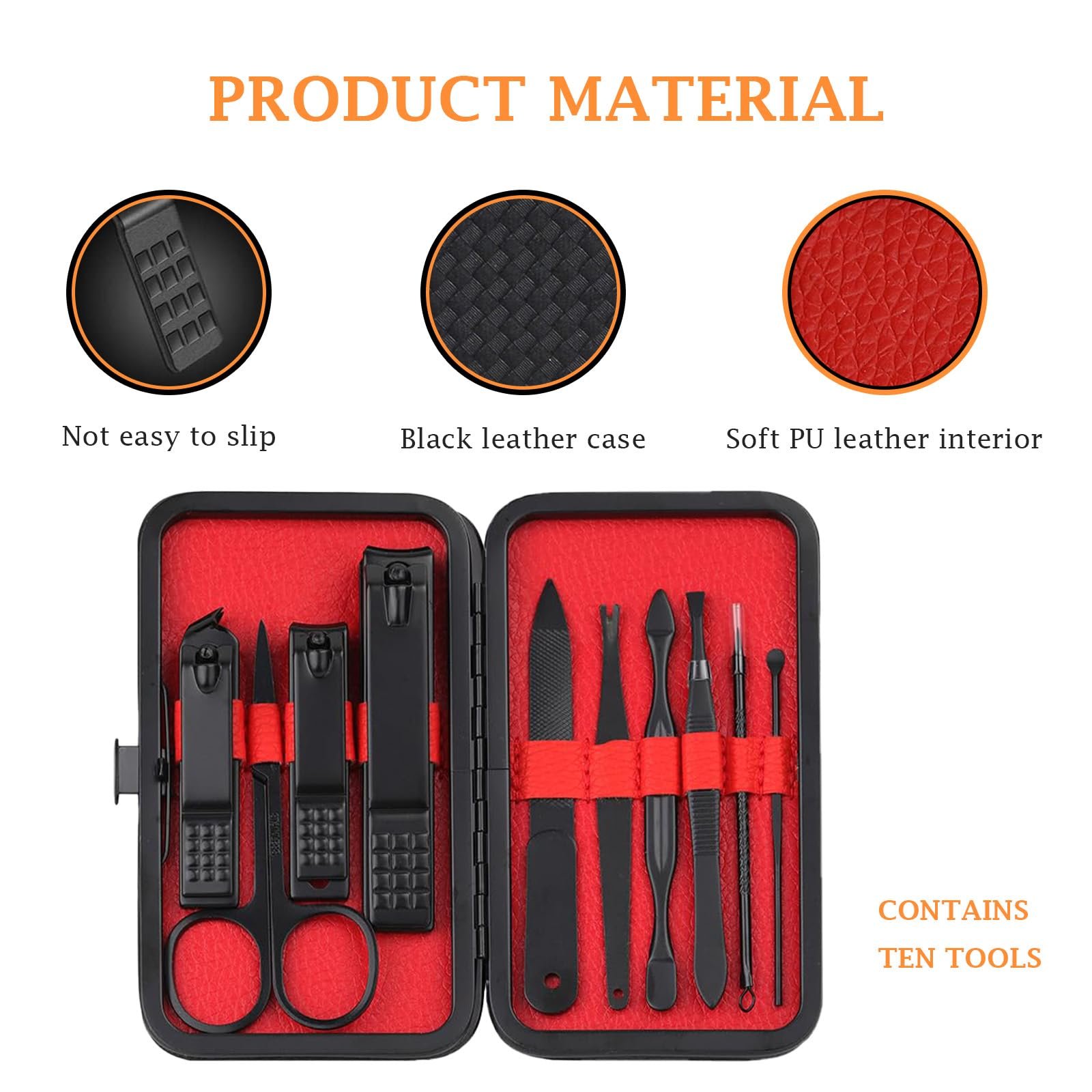 Набір для манікюру Жіночий 10 предметів з нержавіючої сталі з шкіряним чохлом, фото №4 Набір для манікюру Жіночий 10 предметів з нержавіючої сталі з шкіряним чохлом, фото №4