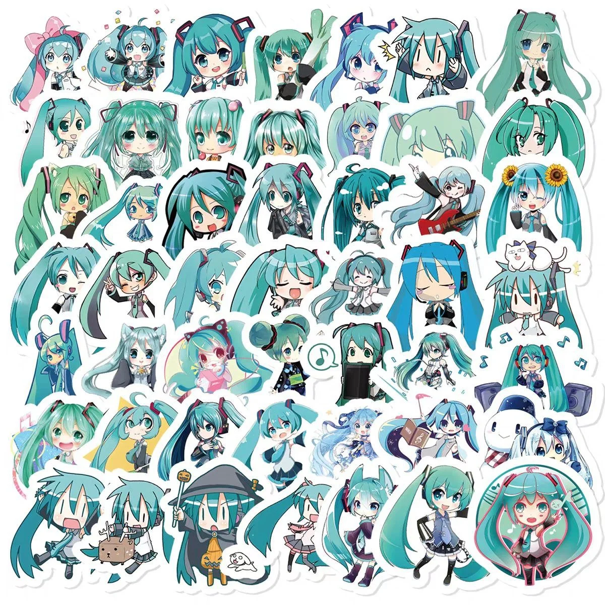 Стикеры Хатсуне Мику Хацунэ Hatsune Miku стикерпак наклейки набор наклейок 64 шт, фото №2