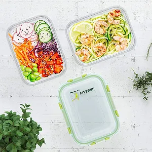 Контейнери для зберігання продуктів FITPREP скляні герметичні на затискачах Прозорий synthetic.ua - Фото 1