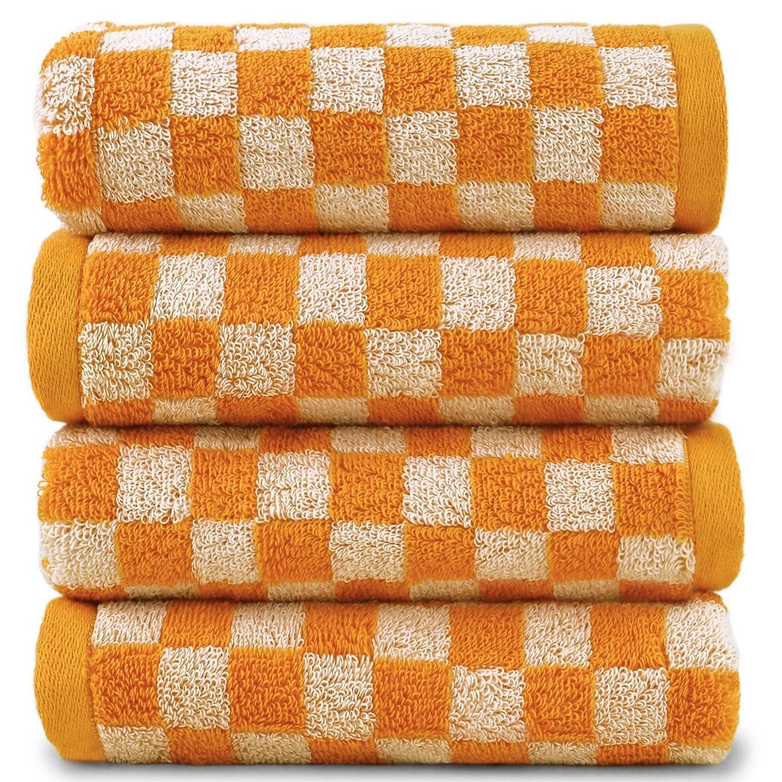 Набір рушників для обличчя Jacquotha Soft Towels 4 шт. Orange Plaid 33 x 73 см Помаранчевий, фото №1
