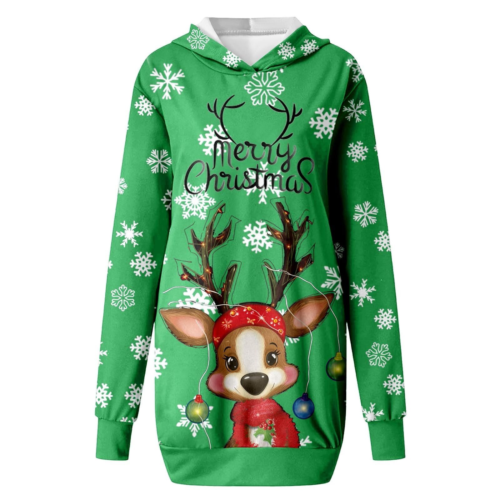 Рождественский джемпер с капюшоном Generisch Женский, с принтом бокала вина и рождественской шапки, элегантный, забавный, большого размера, с длинными рукавами и карманами, фото №5