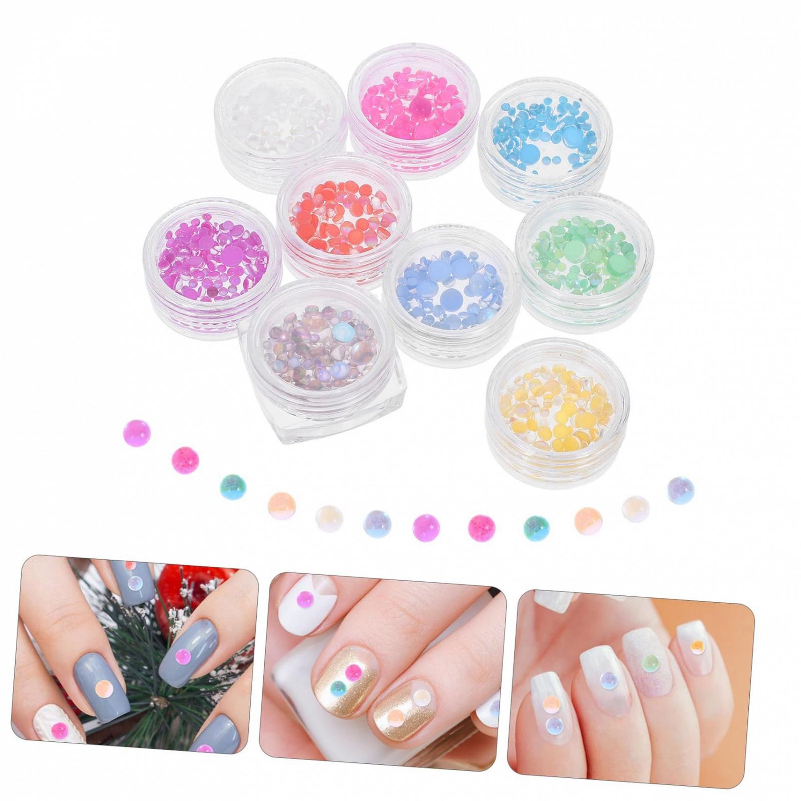 Прикраси для нігтів (9 коробок) Healeved, акрилові дорогоцінні камені, бісер для нігтів, міні-бісер, скло, фото №2