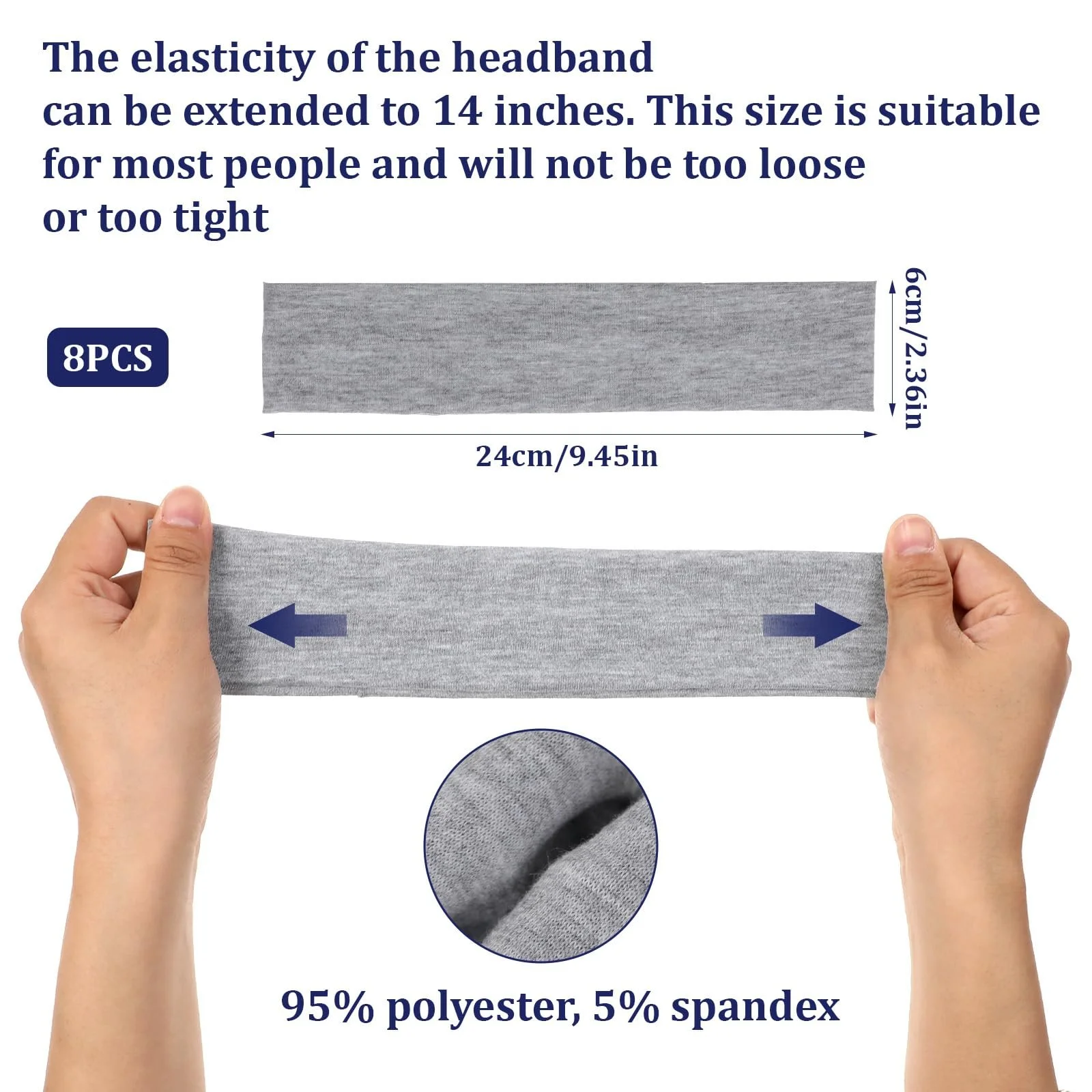 Пов'язка на голову М'яка для жінок, 8 штук, фото №2