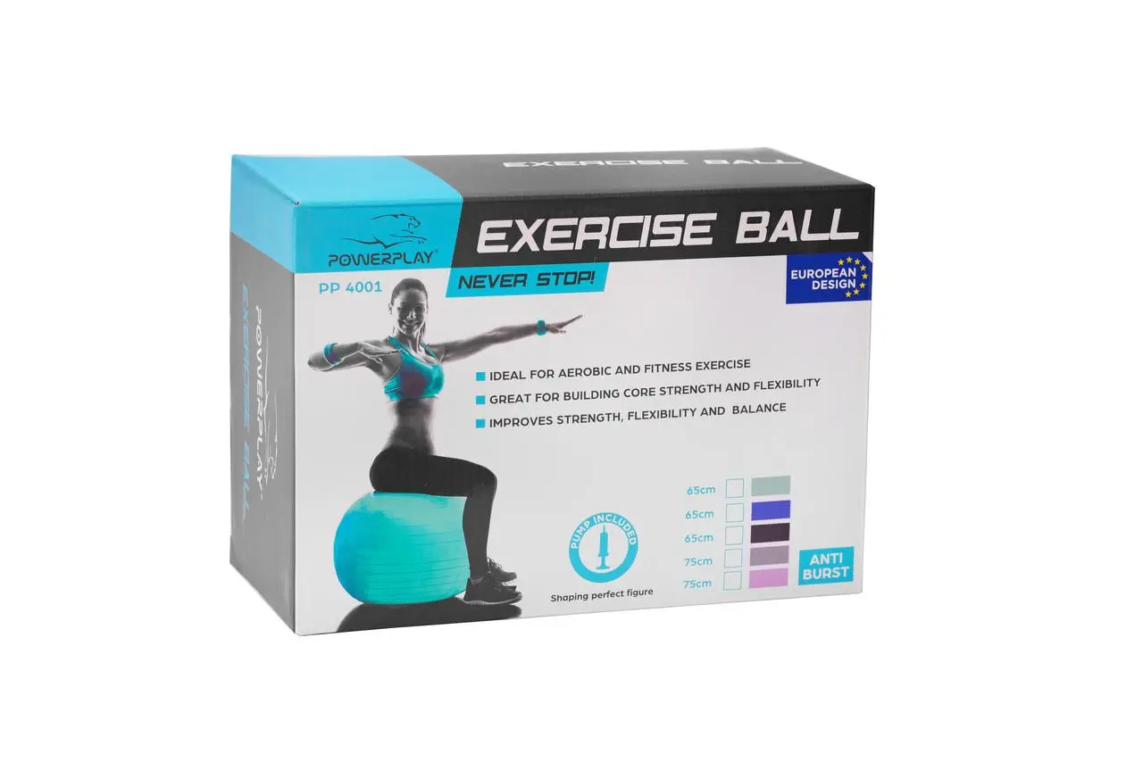 М'яч для фітнесу PowerPlay 4001 65см Синій насос, фото №8