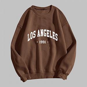 Женский свитшот Los Angeles однотонный с буквами, худи с капюшоном, смешной, с открытыми плечами, свободного кроя, разноцветный, повседневный, с круглым вырезом, спортивный, Калифорния, легкий synthetic.ua - Фото 1