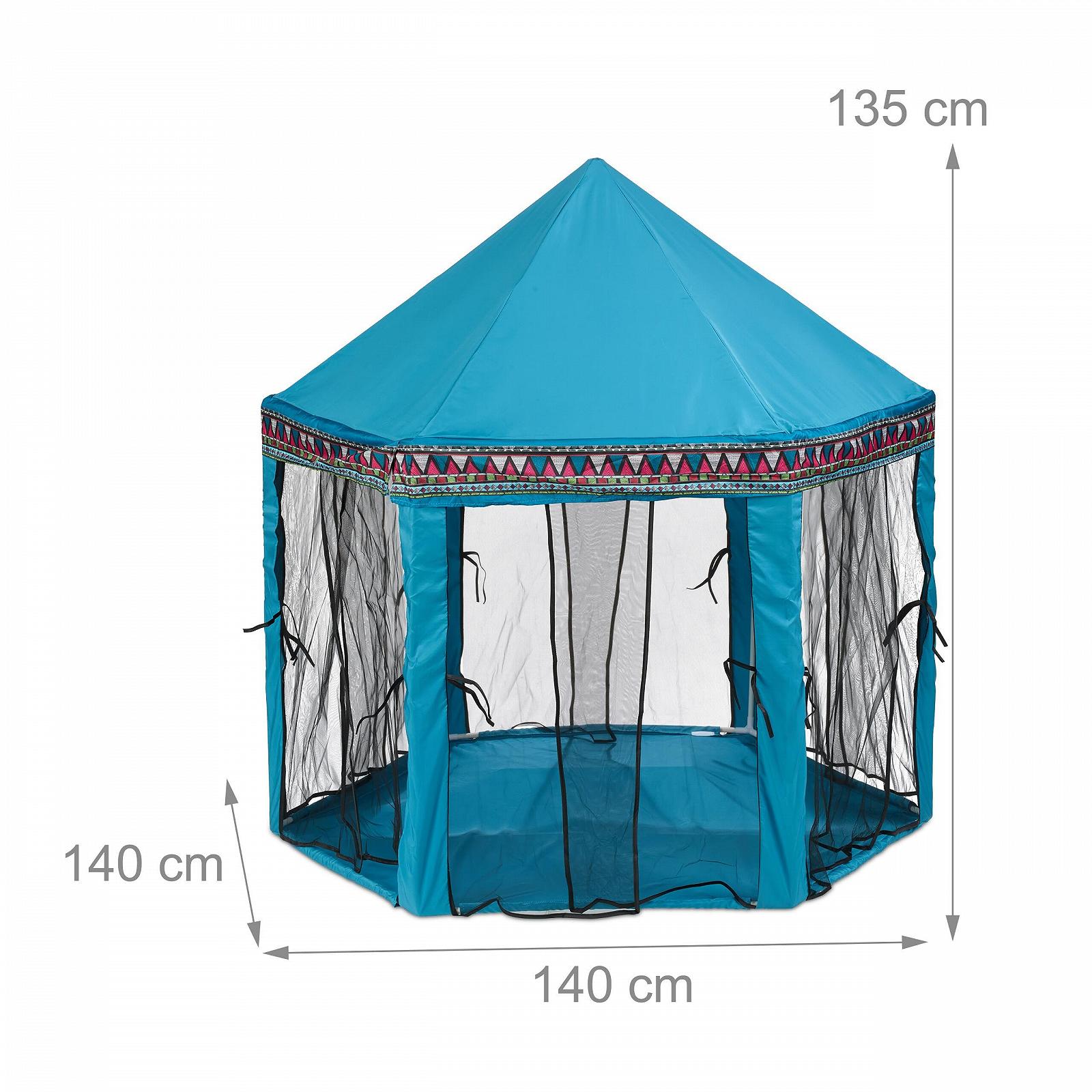 Игровой шатер Relaxdays шестиугольный бирюзовый, 135 x 140 x 140 см, фото №4