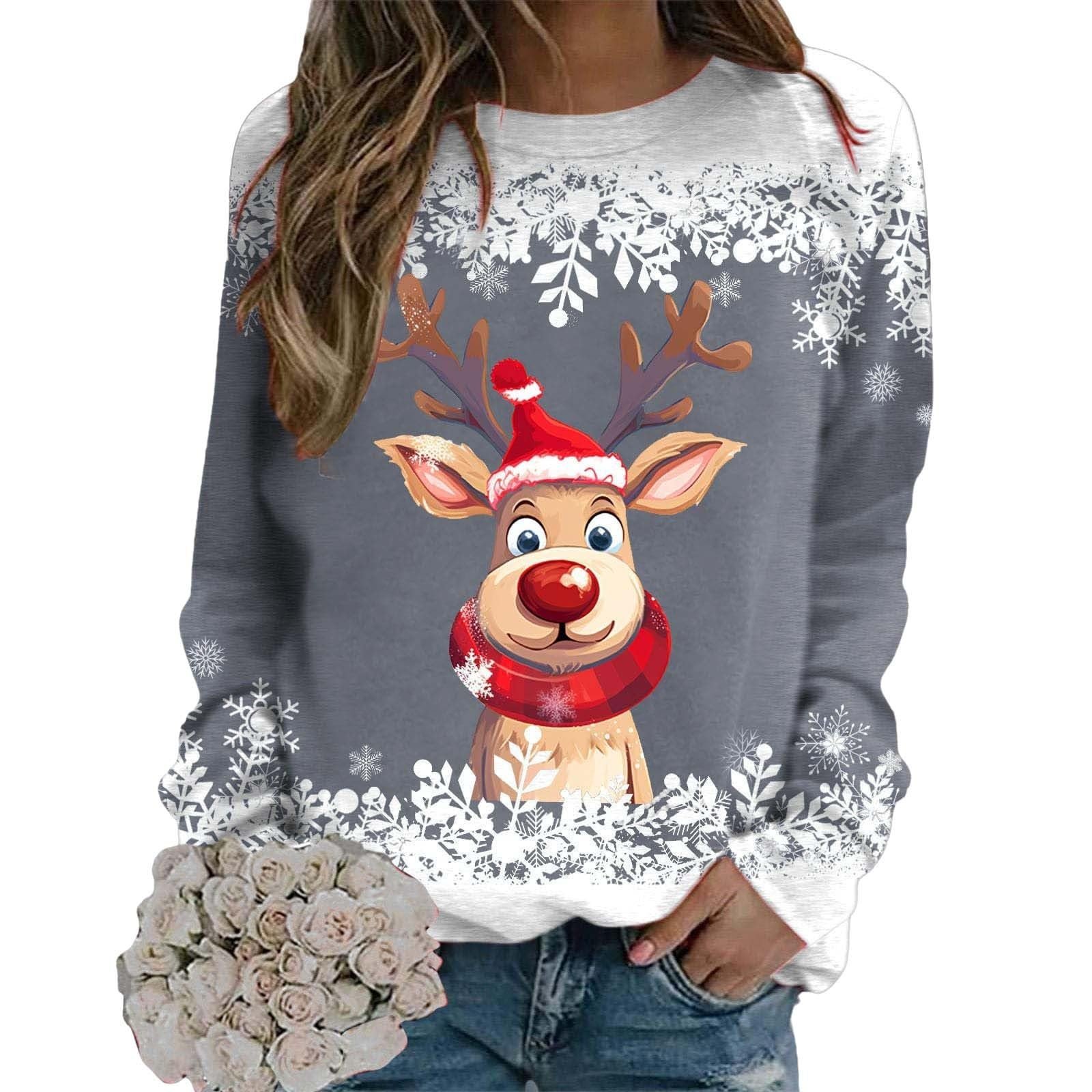 Рождественский свитер Женский Удобная толстовка Санта Свободные рождественские топы Санта Длинный рукав Рождественский свитер Женский Большого размера Безобразный рождественский свитер, фото №4 Рождественский свитер Женский Удобная толстовка Санта Свободные рождественские топы Санта Длинный рукав Рождественский свитер Женский Большого размера Безобразный рождественский свитер, фото №4